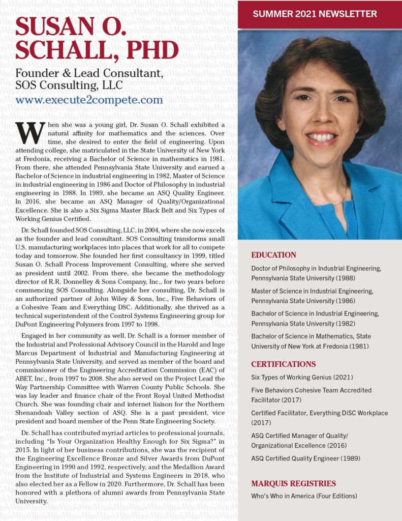Susan Schall Newsletter