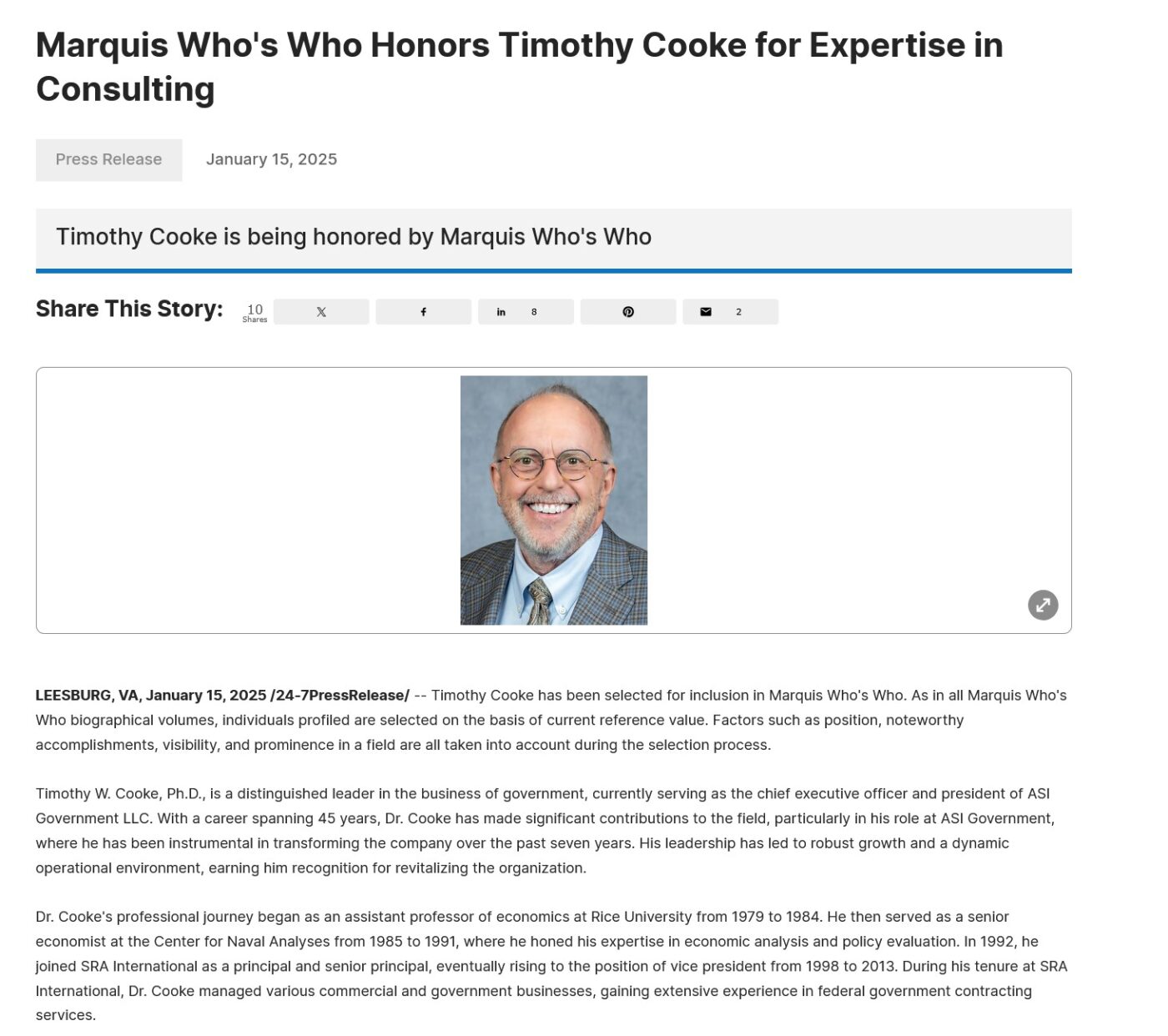 Timothy Cooke - Marquis Who's Who Spotlight