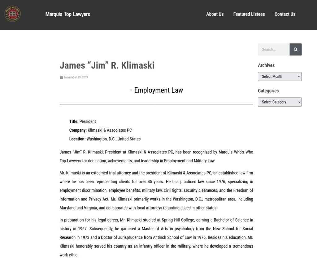 James Klimaski Top Lawyers