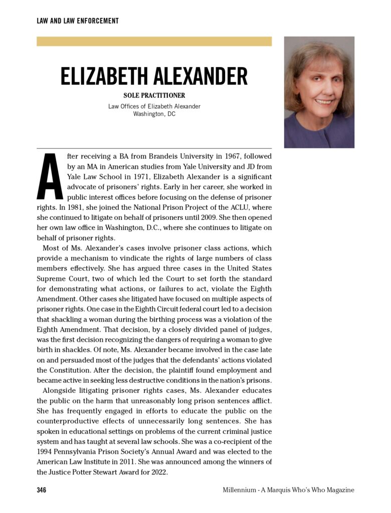 Elizabeth Alexander Millennium Magazine