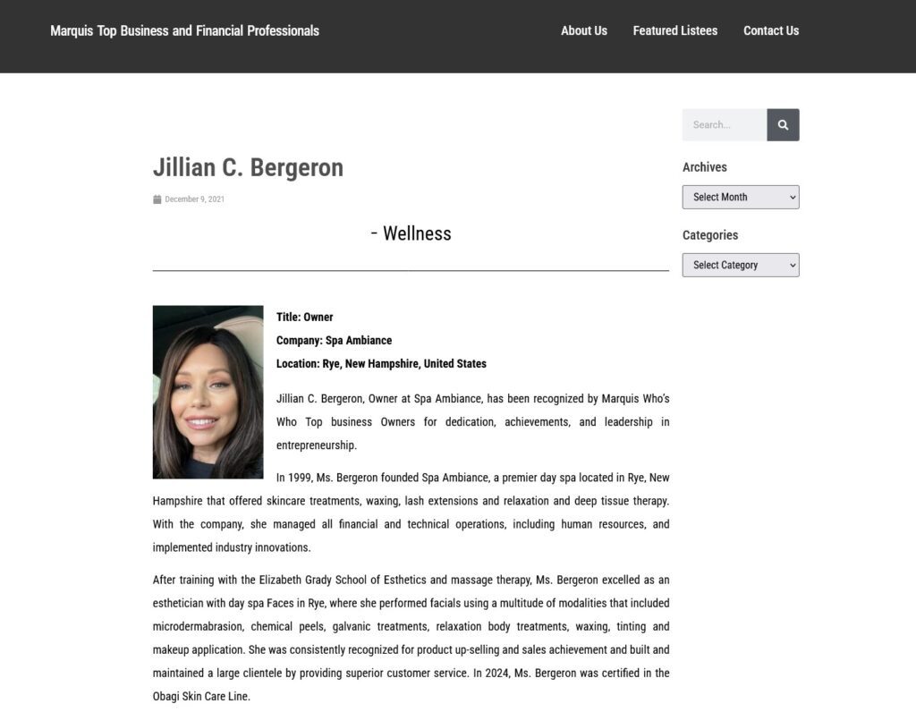 Jillian Bergeron Top Business Owners