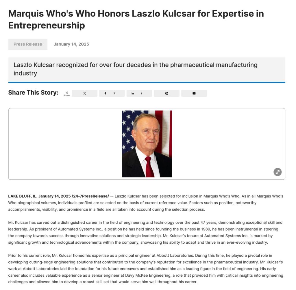 Laszlo Kulcsar Legacy Press Release